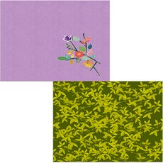 Bellamusic 矽膠餐墊 2入組 藤蔓檸檬 + 迎花, 混色, 385 x 285 mm, 2個