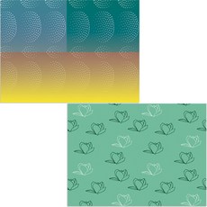 Bellamusic 矽膠餐墊 2入 木蘭3 綠色 + 點點之旅, 混合顏色, 385 x 285 mm, 1個