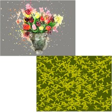 印尼 Bella 矽膠餐墊 2入 藤蔓檸檬 + 鬱金香, 混合顏色, 385 x 285 mm, 2個