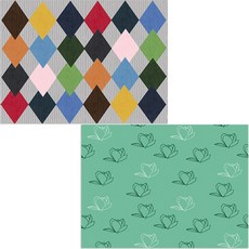 Bellamusic 矽膠餐墊 2入 木蘭3 綠色 + 鑽石圖案, 混合顏色, 385 x 285 mm, 2個