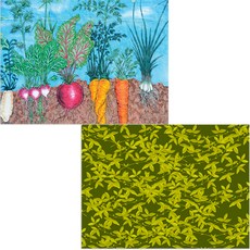 印尼 Bella 矽膠餐墊 2入 藤蔓檸檬 + 菜園, 混合顏色, 385 x 285 mm, 2個