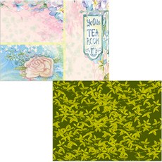 印尼 Bella 矽膠餐墊 2入 藤蔓檸檬 + 下午茶時光, 混合顏色, 385 x 285 mm, 2個