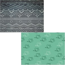 印尼 Bella 矽膠餐墊 2入 木蘭3 綠色 + 鋸齒, 混合顏色, 385 x 285 mm, 2個