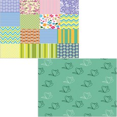 Bellamusic 矽膠餐墊 2入 木蘭3 綠色 + 人造花, 混色, 385 x 285 mm, 2個