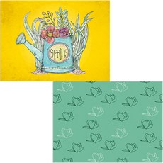 Bellamusic 矽膠餐墊 2入 木蘭3 綠色 + 花盆05, 混合顏色, 385 x 285 mm, 1個