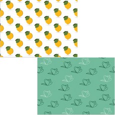 Bellamusic 矽膠餐墊 2入 木蘭3 綠色 + 檸檬圖案, 混合顏色, 385 x 285 mm, 2個