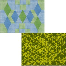 印尼 Bella 矽膠餐墊 2入 藤蔓檸檬 + 七巧板圖案 2, 混合顏色, 385 x 285 mm, 2個