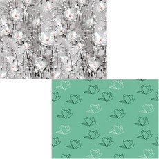 印尼 Bella 矽膠餐墊 2入 木蘭3 綠色 + 罌粟花, 混合顏色, 385 x 285 mm, 2個