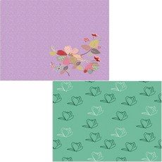 Bellamusic 矽膠餐墊 2入 木蘭3 綠色 + 花枝2, 混合顏色, 385 x 285 mm, 1個