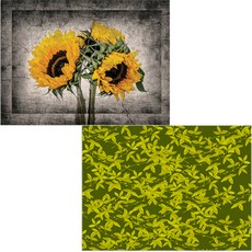 印尼 Bella 矽膠餐墊 2入 藤蔓檸檬 + 向日葵2, 混合顏色, 385 x 285 mm, 2個