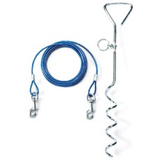 웨스트민스터 펫 크롬 재질 타이 아웃 말뚝 + 리드줄 세트, 혼합색상, 1세트