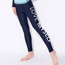 Soleil 女款刻字防水緊身褲, 深藍色