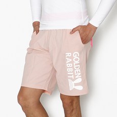 Soleil 男款側面字母印花沙灘短褲, 粉色的