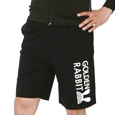 Soleil 男款側面字母印花沙灘短褲, 黑色