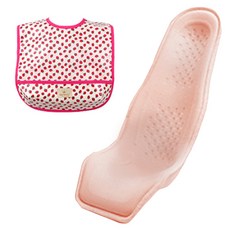 알프레미오 수유시트 + 순면 방수 유아용턱받이 핫핑크 딸기, 라이트코랄(매쉬 + 면), 1세트