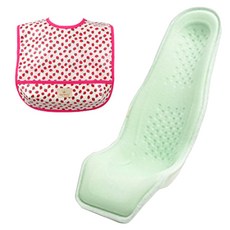 알프레미오 수유시트 + 순면 방수 유아용턱받이 핫핑크 딸기, 라이트그린(매쉬 + 면), 1세트