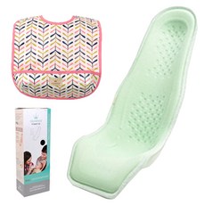 알프레미오 수유시트 + 코튼 방수 유아용턱받이 연핑크 잎사귀 + 선물용박스, 라이트그린( 메쉬 + 면), 1세트