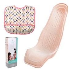 알프레미오 수유시트 + 코튼 방수 유아용턱받이 연핑크 잎사귀 + 선물용박스, 라이트코랄(면), 1세트