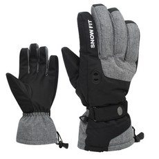 SNOWFIT 男士滑雪手套 SF-GA008, 黑色 + 灰色