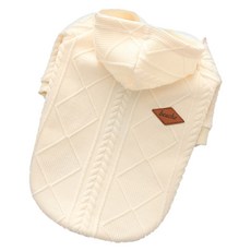 寵物針織連帽T恤, 白色的