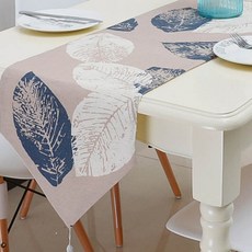 ARYKO 25kitchen 極簡風樹葉桌旗, 海軍藍 A, 180 x 32 cm
