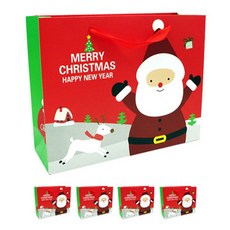 Donna&deco 聖誕節禮物包裝聖誕老人購物袋 5入, 紅色