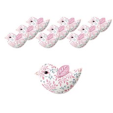 Tinapicnic 可愛麻雀圖案裝飾布貼, 粉紅花朵, 10個