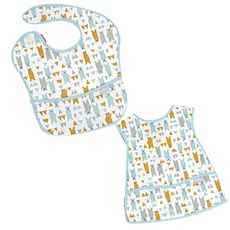 BABY&I 用餐防水圍兜 圓形+背心型, 北極熊款(薄荷藍), 1組