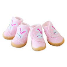 바이셀 강아지 신발 도트토끼, 핑크, 1개