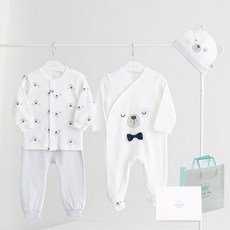 큐비앤맘 신생아용 로우 베어 양면 출산선물세트 + 쇼핑백