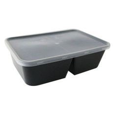 黑色PP雙格外帶盒+蓋子, 20件, 1套