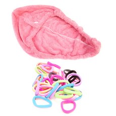 Rumours 快乾吸水毛巾 HU082+髮圈 HU122 S號 50入 隨機出貨, 粉色的, 1套