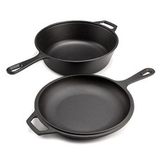 LAVA IH爐適用圓形鑄鐵鍋組, 2入, 鑄鐵鍋26cm+鑄鐵鍋26cm, 單色