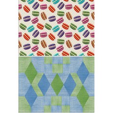 LoemDesign 矽膠餐墊 2入 馬卡龍 + 七巧板圖案2, 混色, 385 x 285 mm, 1個