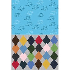 Roem Design 矽膠餐墊 木蘭3 薄荷 + 鑽石圖案, 混合顏色, 385 x 285 mm, 2個