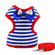 Petnine 犬貓用網眼胸背帶套組 條紋 L, 藍色, 1個