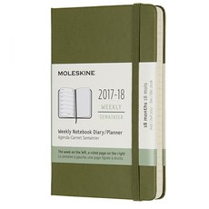 몰스킨 클래식 2018 18M 위클리 다이어리 하드, Elm Green