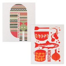 Uniart 北歐抹布2p套組貓+廚房, 混色