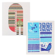 Uniart 北歐抹布2入套組貓+藍莓, 混色