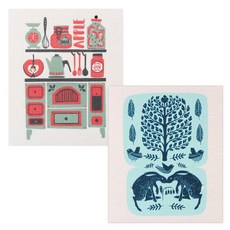 Uniart 北歐抹布 2p 套組 Apple Jaw + Rabbit, 混色
