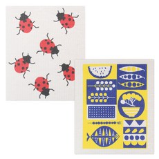 Uniart 北歐抹布 2p 套組瓢蟲 + 魚, 混色