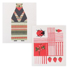 Uniart 北歐抹布2p套組 熊+草莓, 混色