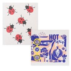 Uniart 北歐抹布 2入組 瓢蟲款+熱湯款, 混色