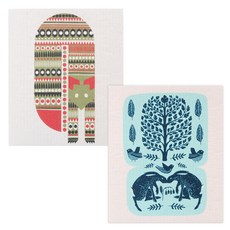 Uniart 北歐花色抹布 2入組, 混色