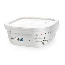 韓國 ZEN 花朵方形密封保鮮盒, L(670ml), 1個