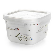 韓國 ZEN 花朵方形密封保鮮盒, M/H(740ml), 1個