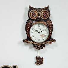 Kidari 低噪音貓頭鷹擺錘時鐘, 棕色