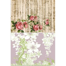 로엠디자인 실리콘 식탁매트 마루 위 장미 + 별꽃, 혼합 색상, 385 x 285 mm, 1개