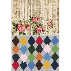 Roem Design 矽膠餐墊 地板上的玫瑰 + 鑽石圖案, 混合顏色, 385 x 285 mm, 2個