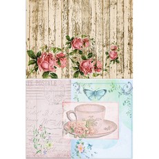 羅恩設計 矽膠餐墊 地板上的玫瑰 + 一杯的悠閒, 混合顏色, 385 x 285 mm, 2個